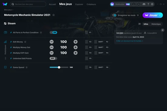 Capture d'écran de triches de Motorcycle Mechanic Simulator 2021