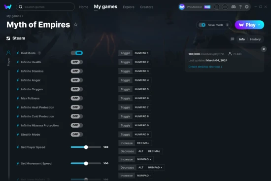 Myth of Empires cheats screenshot