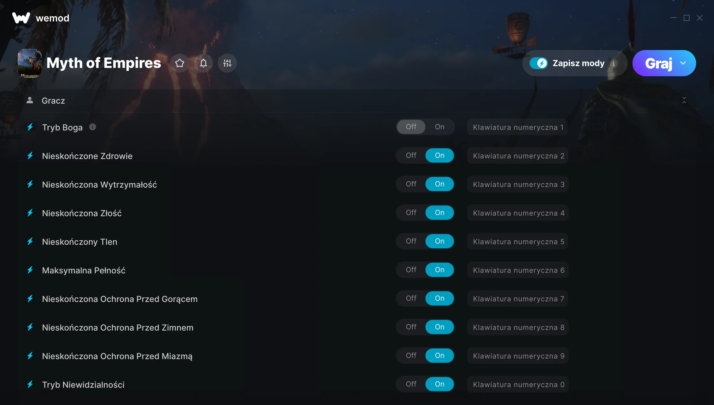 Cheaty do Myth of Empires – zrzut ekranu