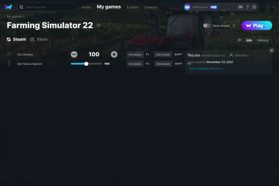 Farming Simulator 22 cheats screenshot