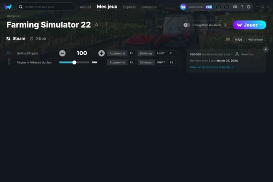 Capture d'écran de triches de Farming Simulator 22