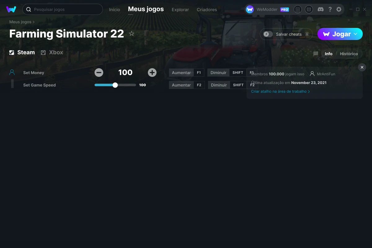 Cheats e Trainers para Farming Simulator 22 no PC - WeMod