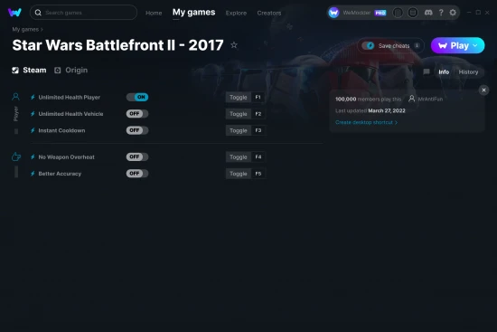 Star Wars Battlefront II - 2017 cheats screenshot