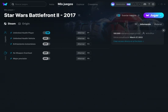 captura de pantalla de las trampas de Star Wars Battlefront II - 2017