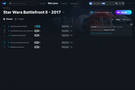 Capture d'écran de triches de Star Wars Battlefront II - 2017