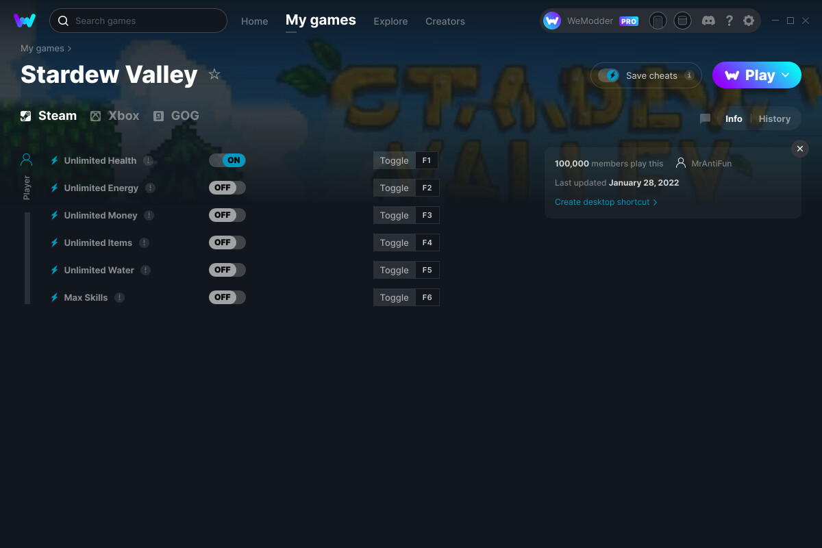 Stardew Valley Cheats and Trainer for Xbox Trainers WeMod Community