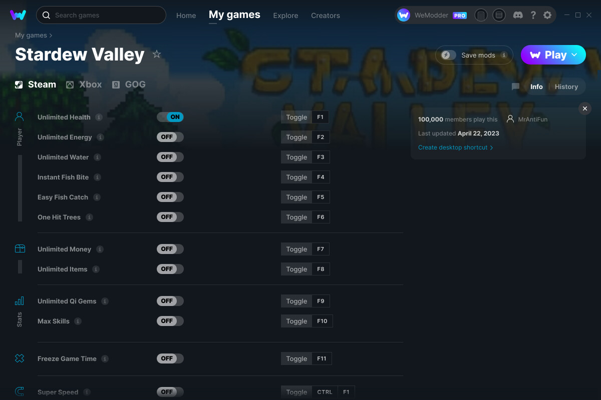 Stardew Valley Cheats and Trainer for Xbox Trainers WeMod Community