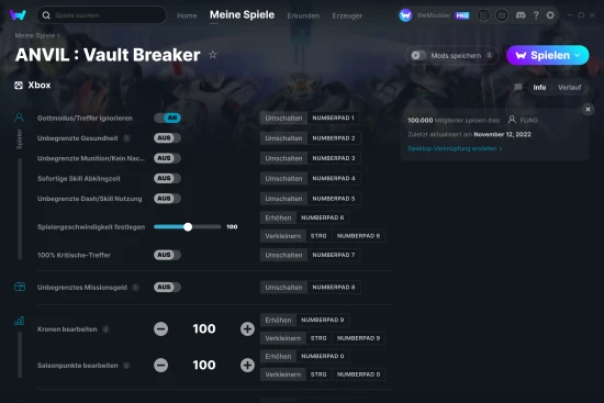 ANVIL : Vault Breaker Cheats Screenshot