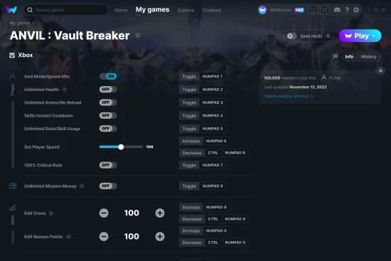 ANVIL : Vault Breaker cheats screenshot