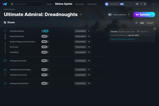 Ultimate Admiral: Dreadnoughts Cheats Screenshot