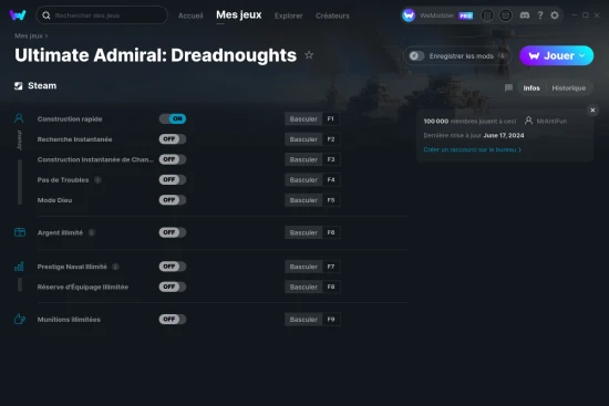 Capture d'écran de triches de Ultimate Admiral: Dreadnoughts