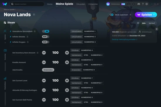 Nova Lands Cheats Screenshot