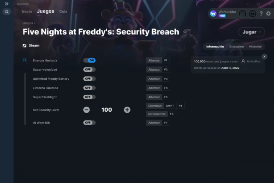 captura de pantalla de las trampas de Five Nights at Freddy's: Security Breach