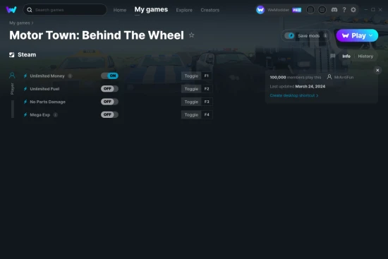 Motor Town: Behind The Wheel cheats screenshot