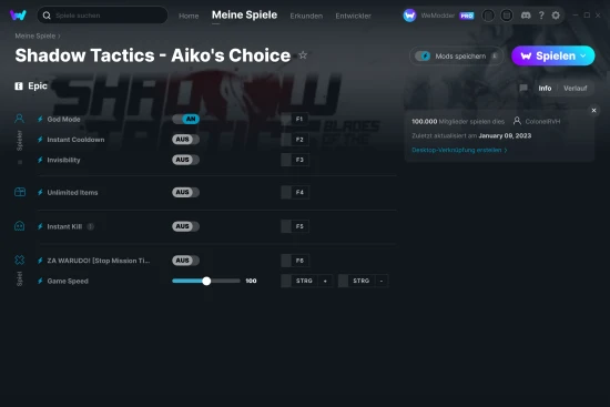 Shadow Tactics - Aiko's Choice Cheats Screenshot