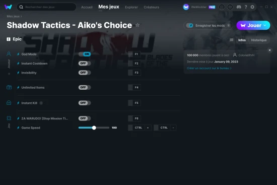 Capture d'écran de triches de Shadow Tactics - Aiko's Choice