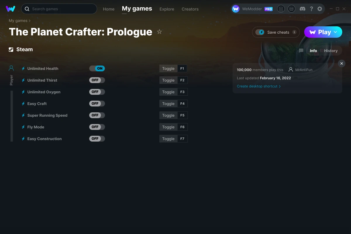 The Planet Crafter: Prologue cheats screenshot