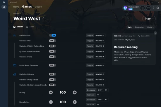 Weird West cheats screenshot