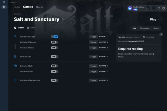 Salt and Sanctuary cheats screenshot