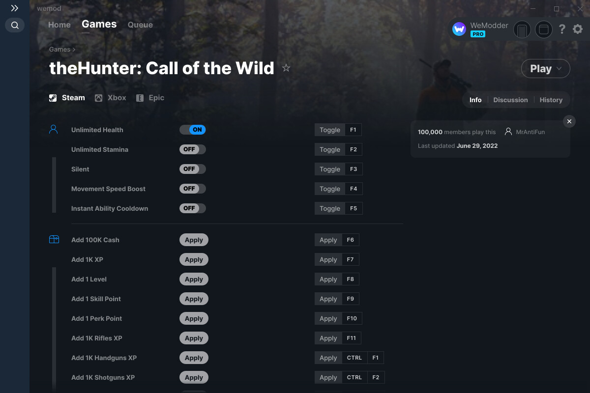 thehunter call of the wild cheat table