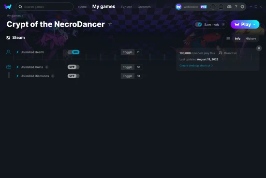 Crypt of the NecroDancer cheats screenshot