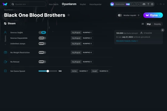 Black One Blood Brothers hilelerin ekran görüntüsü