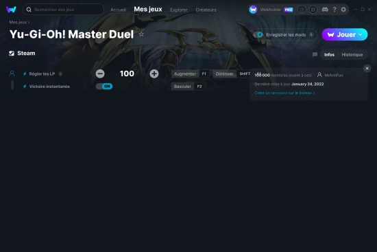 Capture d'écran de triches de Yu-Gi-Oh! Master Duel