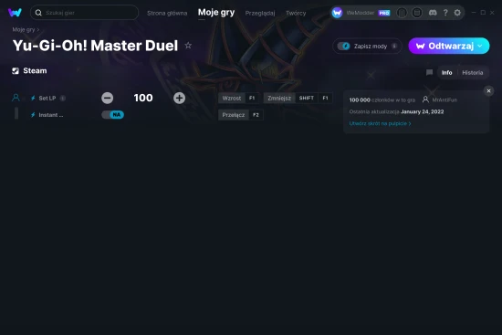 cheaty Yu-Gi-Oh! Master Duel zrzut ekranu
