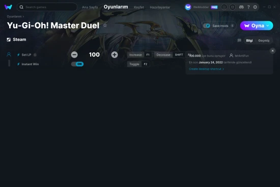 Yu-Gi-Oh! Master Duel hilelerin ekran görüntüsü