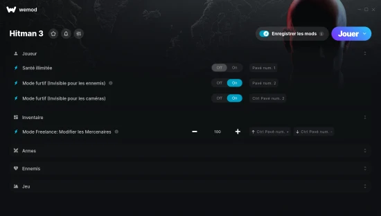 Capture d’écran des cheats pour Hitman 3