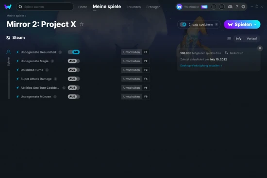Mirror 2: Project X Cheats Screenshot
