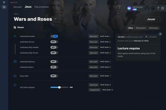 Capture d'écran de triches de Wars and Roses