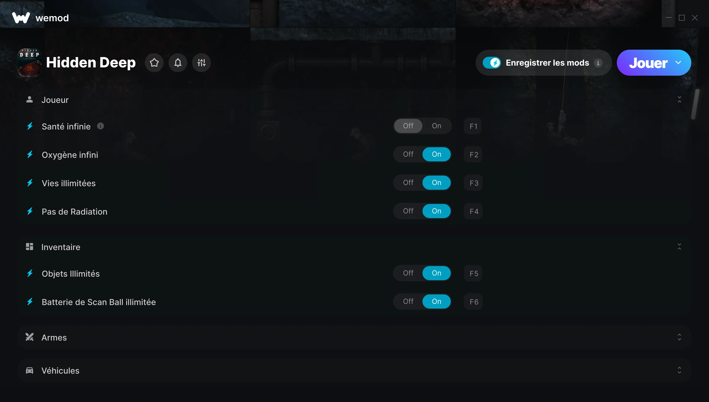 Capture d’écran des cheats pour Hidden Deep