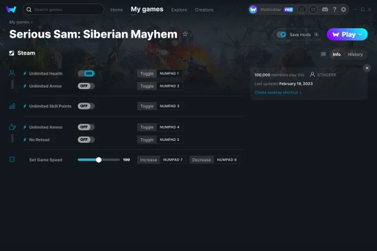 Serious Sam: Siberian Mayhem cheats screenshot
