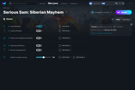 Capture d'écran de triches de Serious Sam: Siberian Mayhem