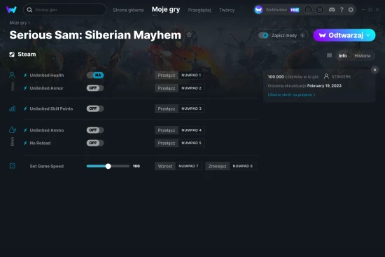 cheaty Serious Sam: Siberian Mayhem zrzut ekranu