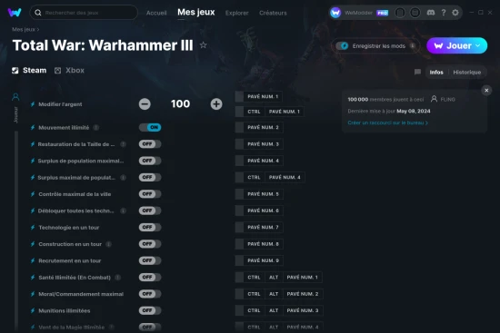 Capture d'écran de triches de Total War: Warhammer III