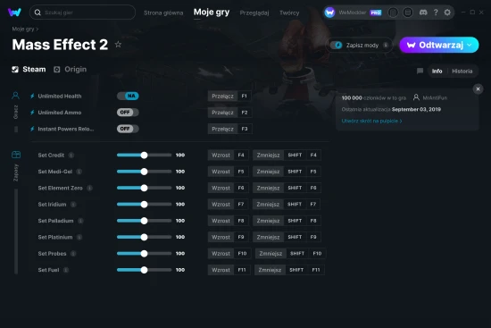 cheaty Mass Effect 2 zrzut ekranu