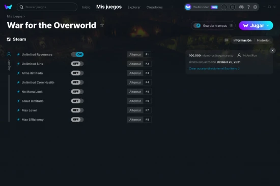 captura de pantalla de las trampas de War for the Overworld