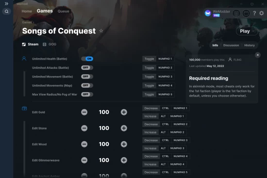 Songs of Conquest cheats screenshot