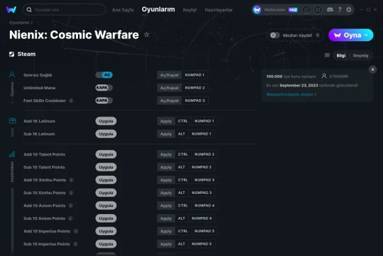 Nienix: Cosmic Warfare hilelerin ekran görüntüsü