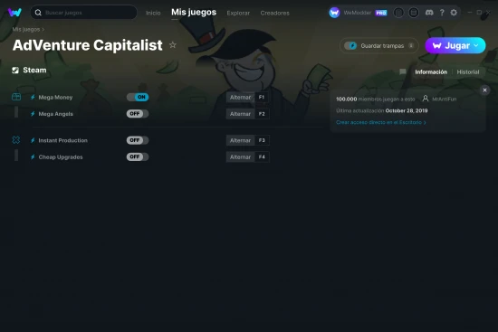 captura de pantalla de las trampas de AdVenture Capitalist