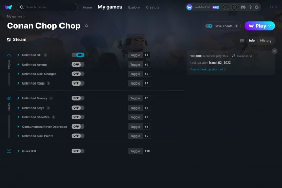 Conan Chop Chop cheats screenshot