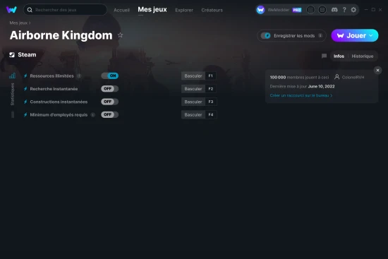 Capture d'écran de triches de Airborne Kingdom