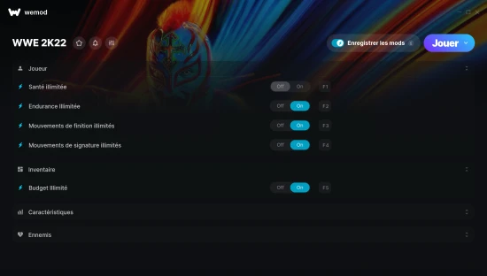 Capture d’écran des cheats pour WWE 2K22