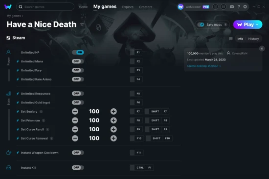 Have a Nice Death cheats screenshot
