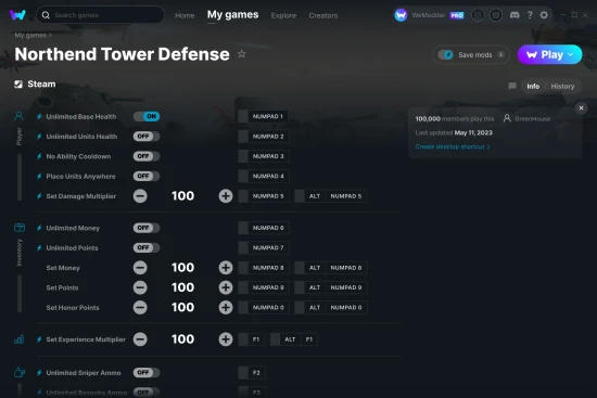 Northend Tower Defense cheats screenshot