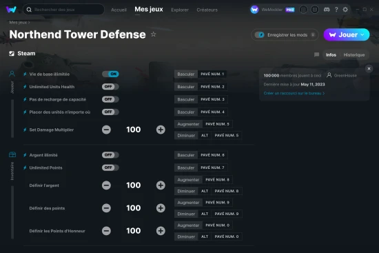 Capture d'écran de triches de Northend Tower Defense