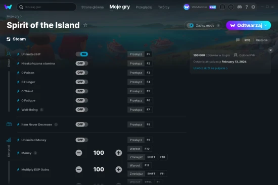 cheaty Spirit of the Island zrzut ekranu