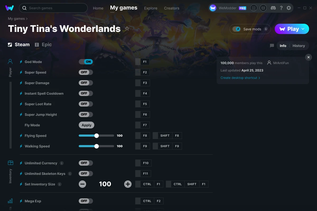 Tiny Tina's Wonderlands Cheats & Trainers for PC